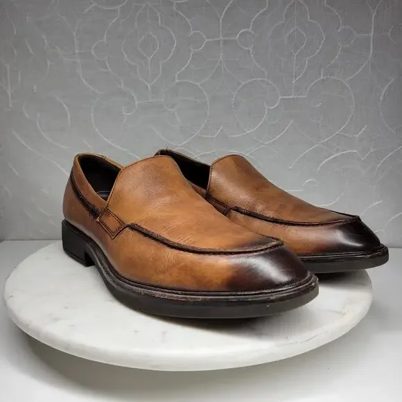 Ecco Vitrus II Loafer Dress Shoe Mens 10 Brown Leather Slip 